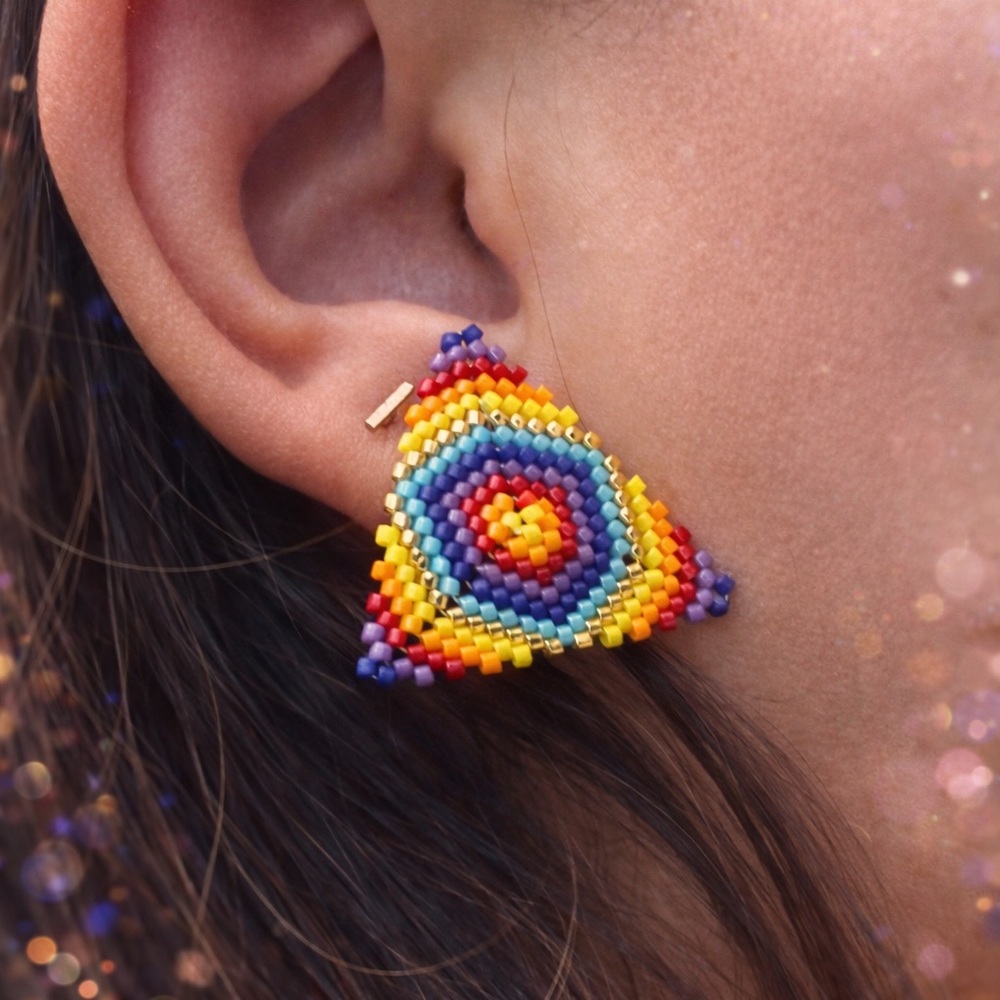 Vibrant Spiral Beaded Earrings